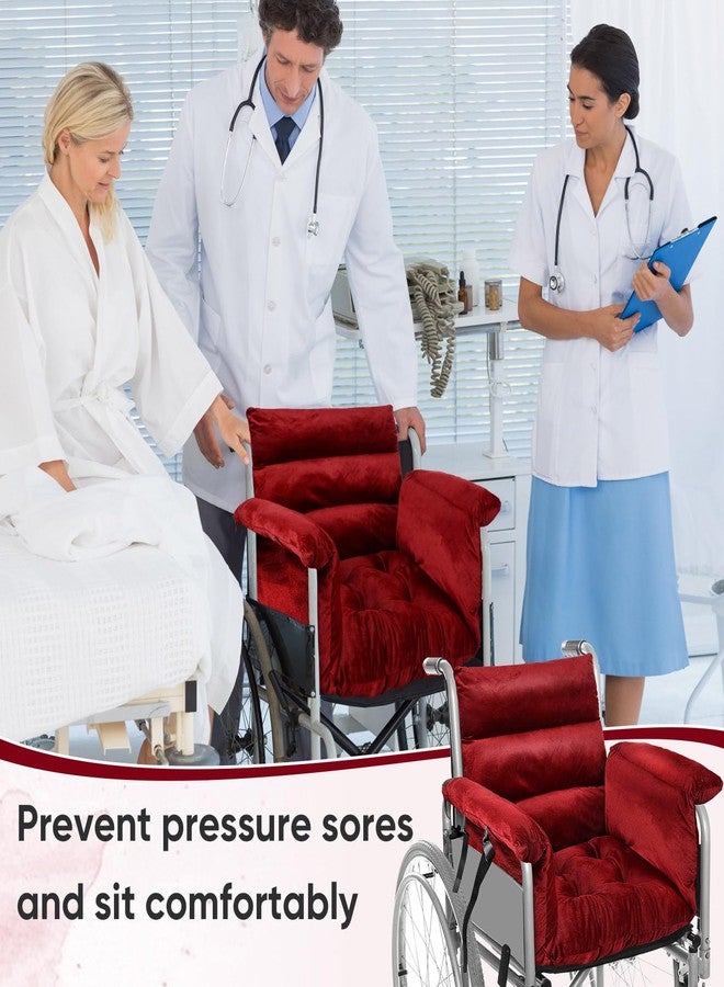 Suzile Wheelchair Cushion Wheelchair Seat Cushion with Strap Recliner Suitable for 18 Inches Armrest and Support for Senior(Burgundy) - Image 5